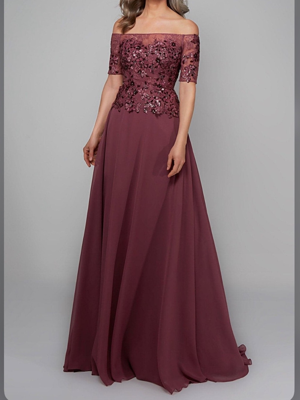 Alyce 27566 Chiffon Off Shoulder A-Lin Evening Gown Size 4 NWTWD